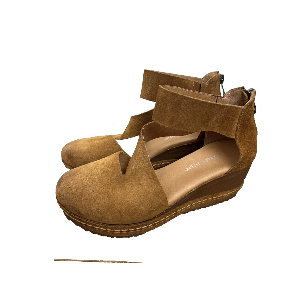 Antelope Women's Suede Wedge Clogs Size EU 39 US 8-8.5 Brown Boho Distressed